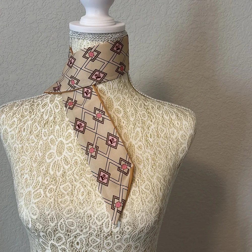Geometric pattern design scarf for bag, hair, neck